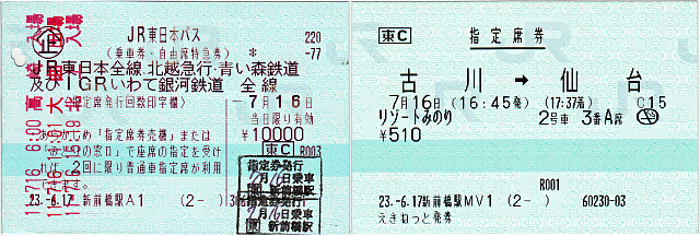 ＪＲ東日本パスと「リゾートみのり」指定席券